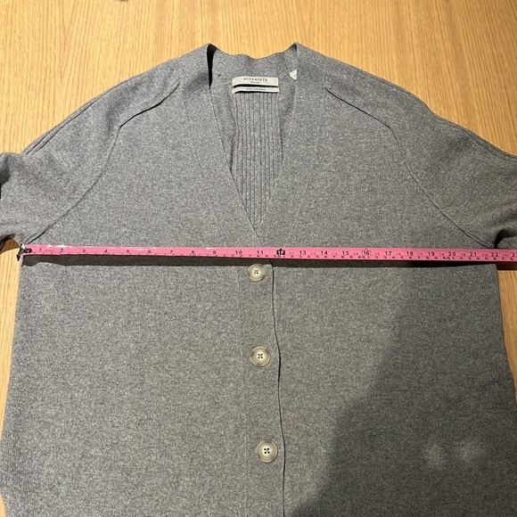 AllSaints Ivana Cashmere Blend Cardigan in Grey - Picture 8 of 8